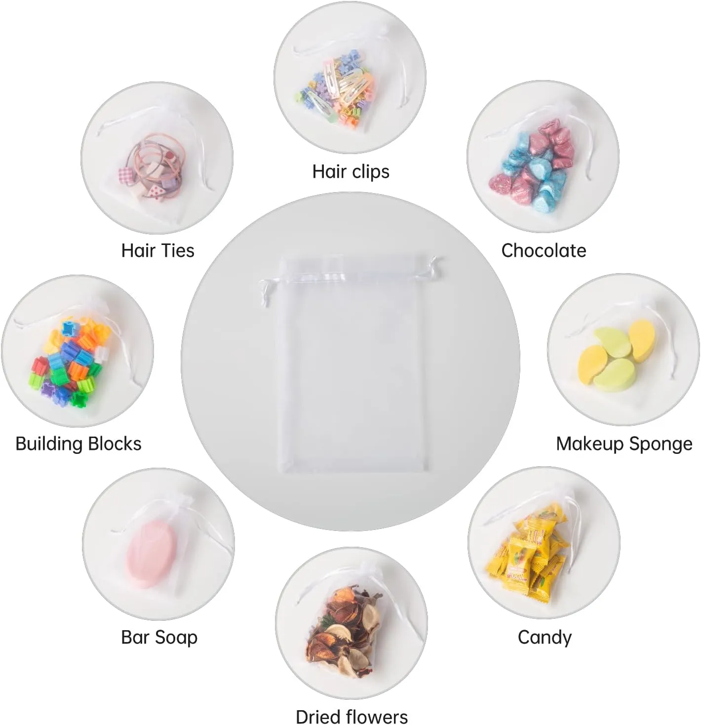 100PCS Organza Bags, 4x6 inches (10x15cm) Small Mesh Bags drawstring, Jewelry Gift Bags, Packaging Bags for Valentine's Day, Party, Festival, Bathroom Soaps, Makeup Organza Favor Bags (White)