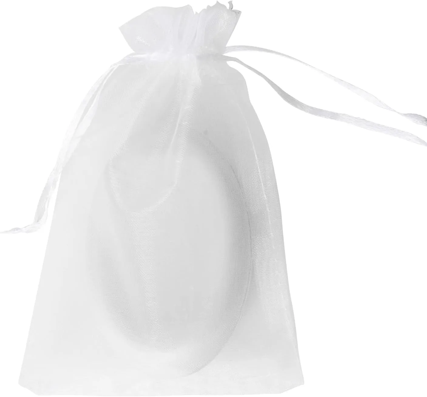 100PCS Organza Bags, 4x6 inches (10x15cm) Small Mesh Bags drawstring, Jewelry Gift Bags, Packaging Bags for Valentine's Day, Party, Festival, Bathroom Soaps, Makeup Organza Favor Bags (White)