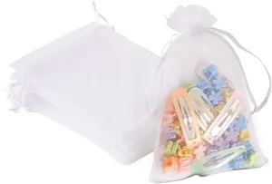 100PCS Organza Bags, 4x6 inches (10x15cm) Small Mesh Bags drawstring, Jewelry Gift Bags, Packaging Bags for Valentine's Day, Party, Festival, Bathroom Soaps, Makeup Organza Favor Bags (White)