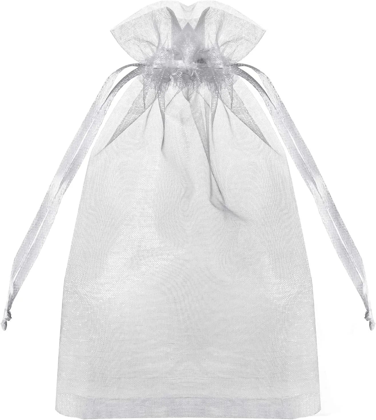 100PCS Sheer Organza Bags - White Wedding Favor With Drawstring, 4x6 Inches Jewelry Gift for Party, Festival, Makeup