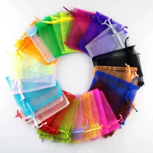 100PCS Sheer Organza Bags With Drawstring for Wedding Favor, Party, Favor Jewelry, Candy, Birthday, Christmas, Festival, Soaps, Makeup,Wrapping Supplies, 4.72 x 4 Inch Small Mesh multicolor Gift Bags.