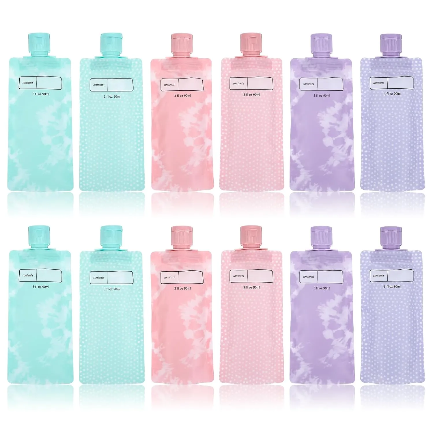 12 Pcs Portable Fluid Packing Bags,Refillable Liquid Travel Pouches,Portable Leak Fluids Proof Packings Bags, for Shampoo Conditioner Lotion Body Wash