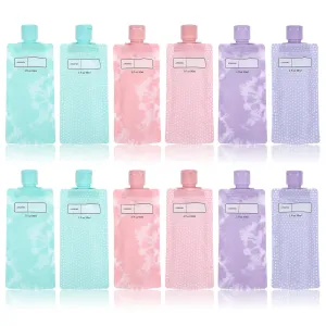 12 Pcs Portable Fluid Packing Bags,Refillable Liquid Travel Pouches,Portable Leak Fluids Proof Packings Bags, for Shampoo Conditioner Lotion Body Wash