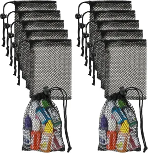 12 Pcs Small Mesh Bags Black Nylon Drawstring Bags with Cord Lock Closure Delicates Portable Travel Stuff Storage Bag for Gym Pool Toys Travel Cosmetics Washing Machine Bag