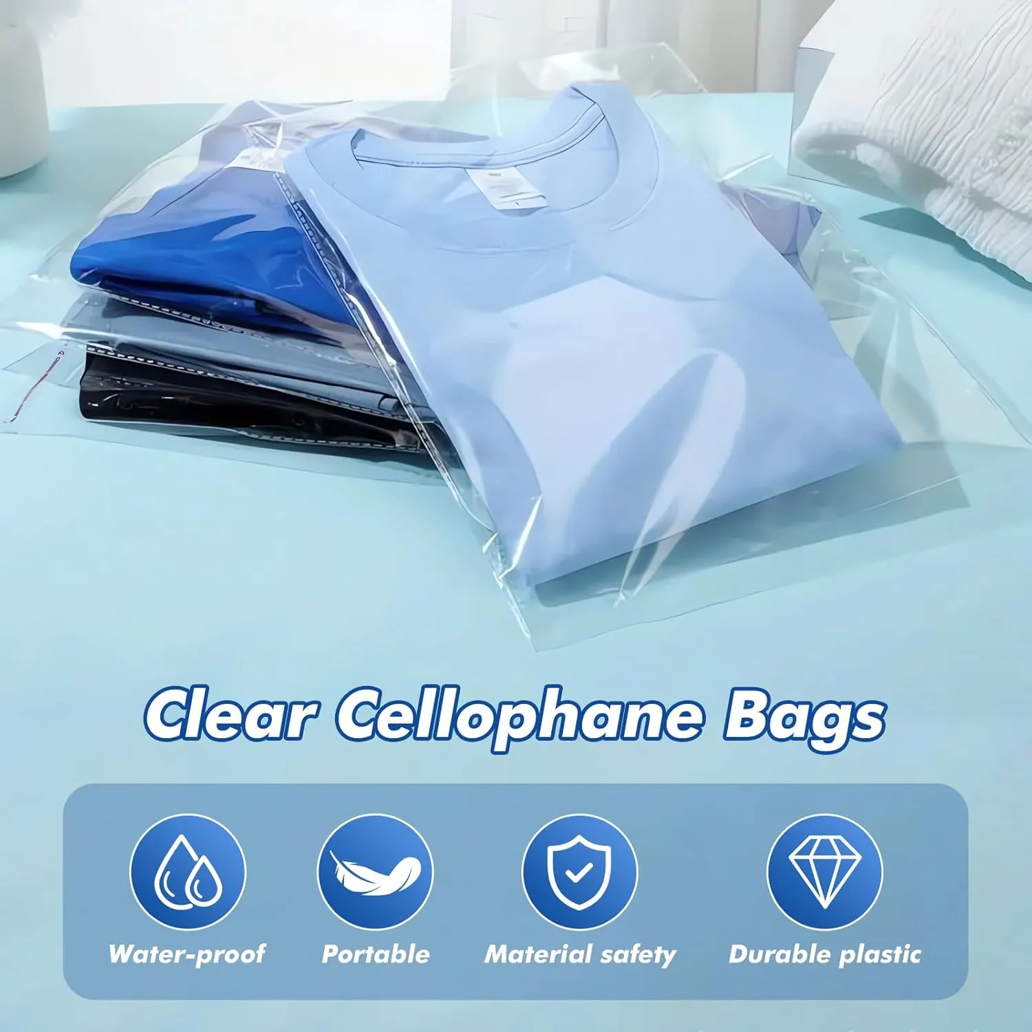 12x16 inches Large Clear Resealable Cellophane Bags for Packaging Products 500ct Plastic Self-sealing Gift Bags Self Adhesive for Gifts,Clothes, Small Business, Thank you Stickers