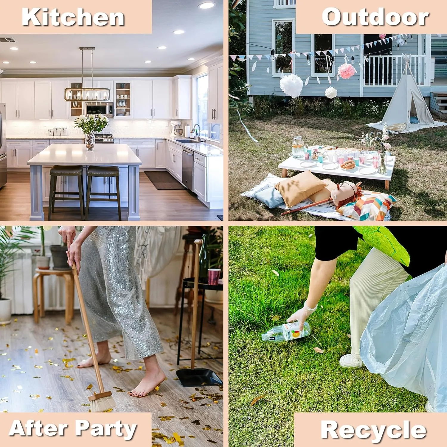 13 Gallon Tall-Kitchen-Garbage Bags Drawstring Trash-Bag - White 52 Count Large Recycling Compactor Recycle Gal Plastic Unscented Can Bulk Liners Waste Basket Inwaysin