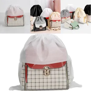 15 Packs Dust Bags for White Handbags, Clear White Handbag and Purse Storage Organizer, 14"x14" / 35x35 cm Non-Woven Drawstring Cover with Window