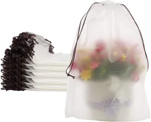 150 Pack Clear Drawstring Bags 12 x 16 inch, Plastic Travel Shoe Bags with Double Cotton Drawstrings, Large Drawstring Dust Garments Shoe Organizing Storage Bag, Gift Wrapping, Wedding Favor Bag