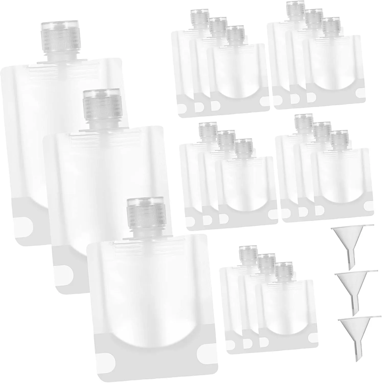 18 Pcs Travel Toiletries Portable Cosmetic Bags Various Refillable Travel Containers with Funnels for Shampoo Lotion Body Wash and More