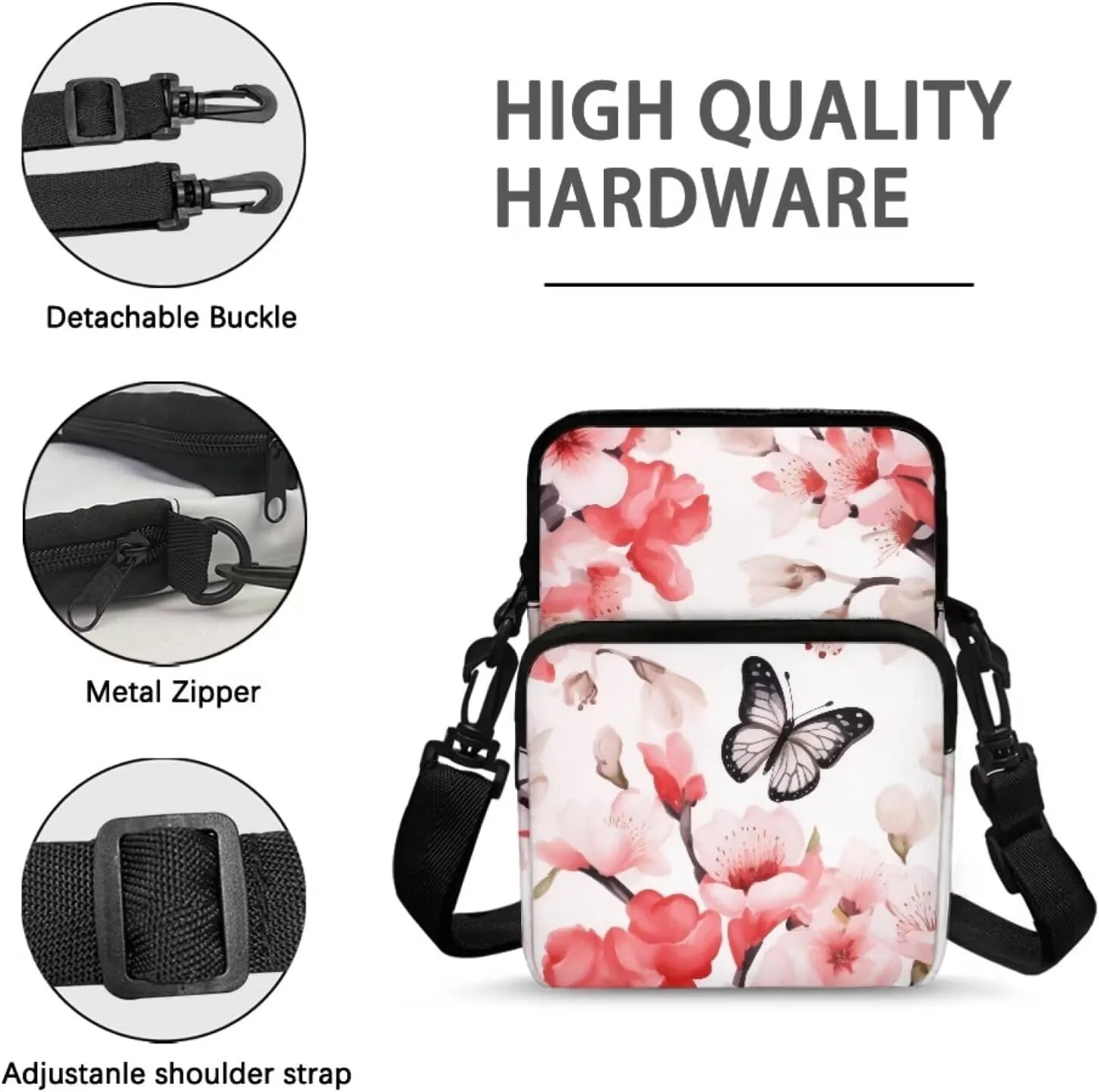 2 Layer Polyester Crossbody Chest Bag Satchel Sling Bags Waist Pouches for Women Girls