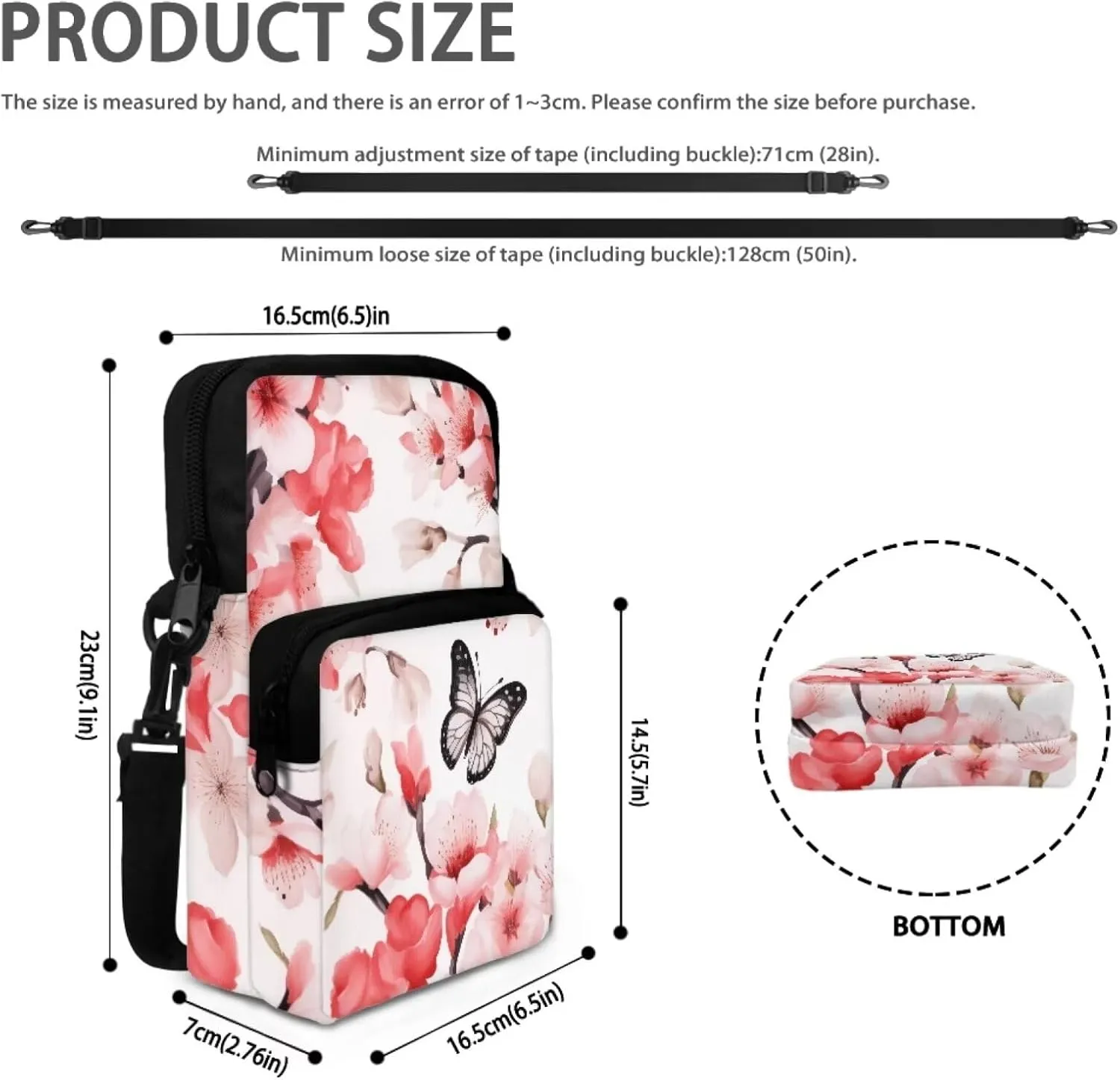 2 Layer Polyester Crossbody Chest Bag Satchel Sling Bags Waist Pouches for Women Girls