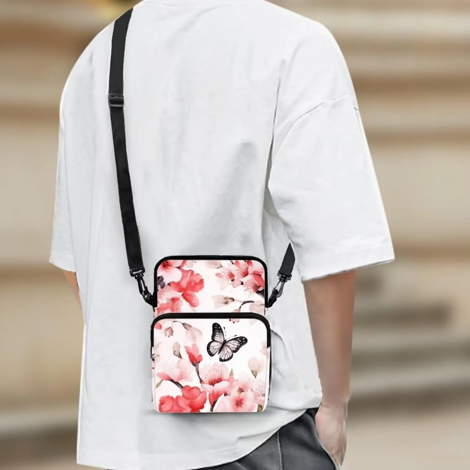 2 Layer Polyester Crossbody Chest Bag Satchel Sling Bags Waist Pouches for Women Girls
