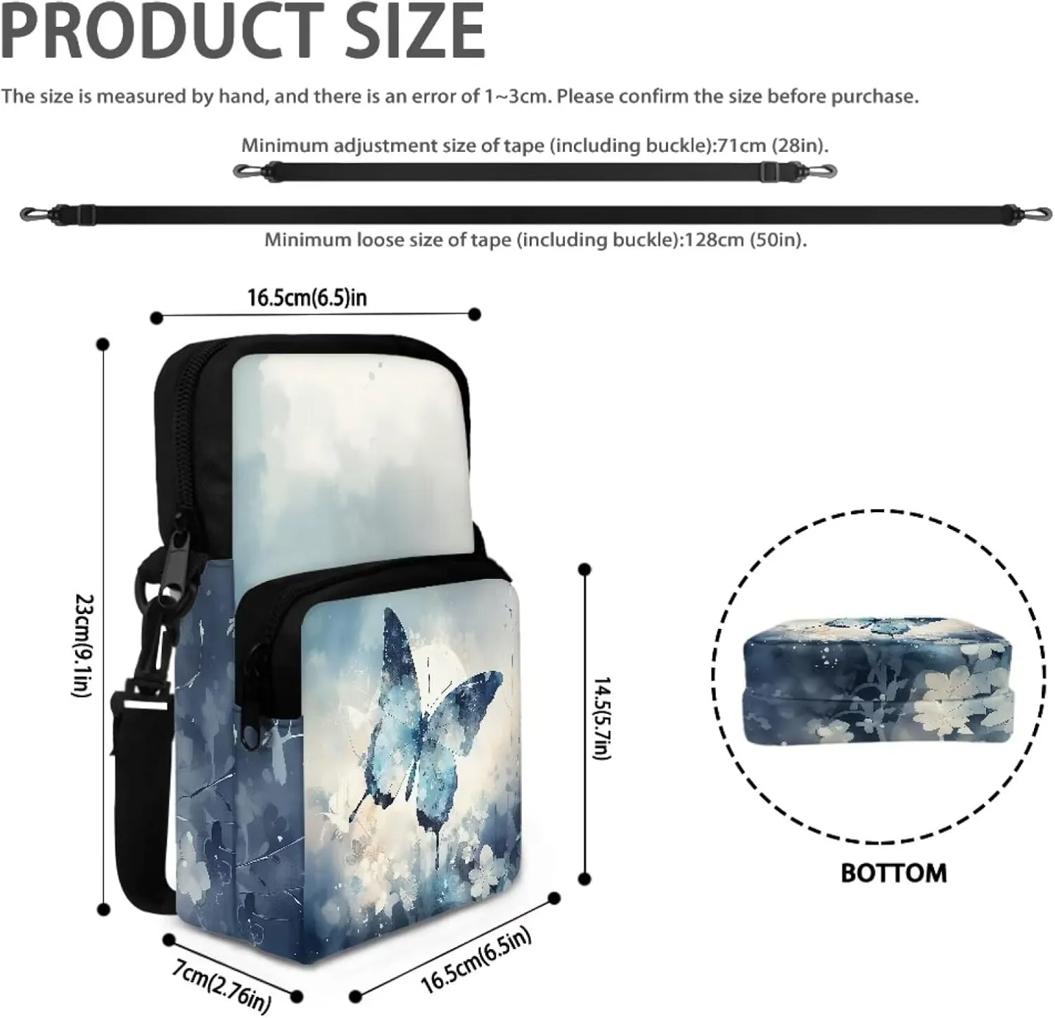 2 Layer Polyester Crossbody Chest Bag Satchel Sling Bags Waist Pouches for Women Girls