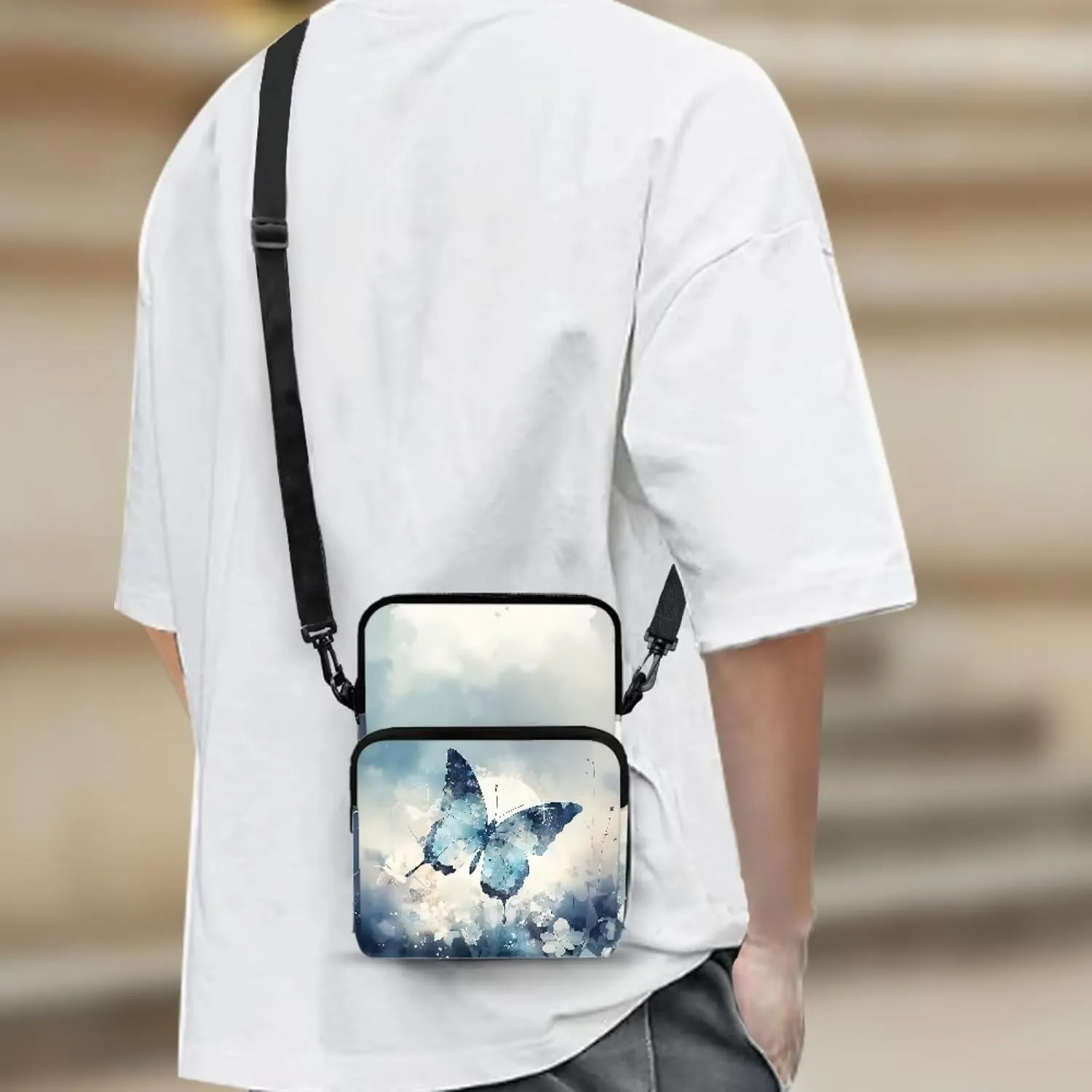 2 Layer Polyester Crossbody Chest Bag Satchel Sling Bags Waist Pouches for Women Girls