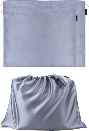 2 Pack Dust Bags for Handbags Silk Dust Cover Bag for Handbags Purses Shoes, Dustproof Drawstring Bag Travel Storage Pouch (Grey)