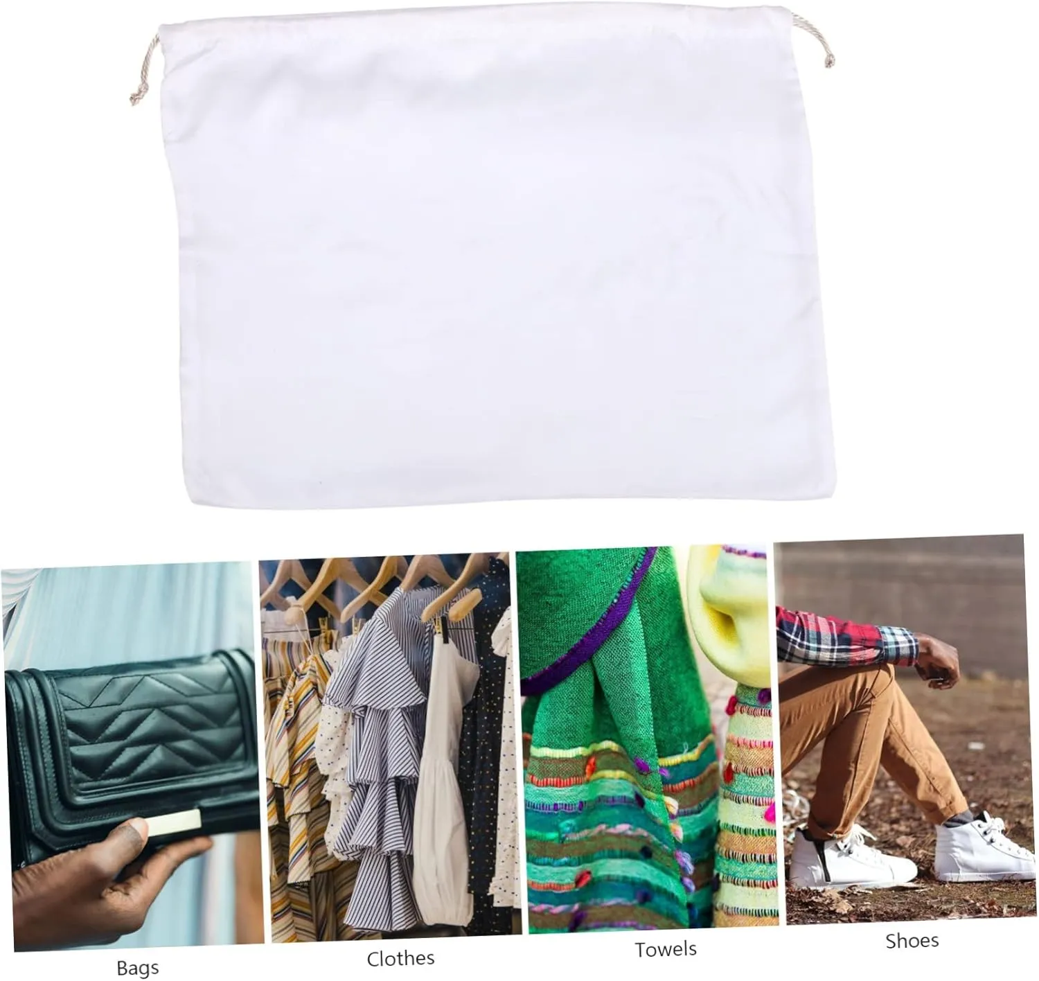 2 Pack of Storage Pouches Household Bag for Clothing Quilt Stain- Drawstring Simple Elegant Design