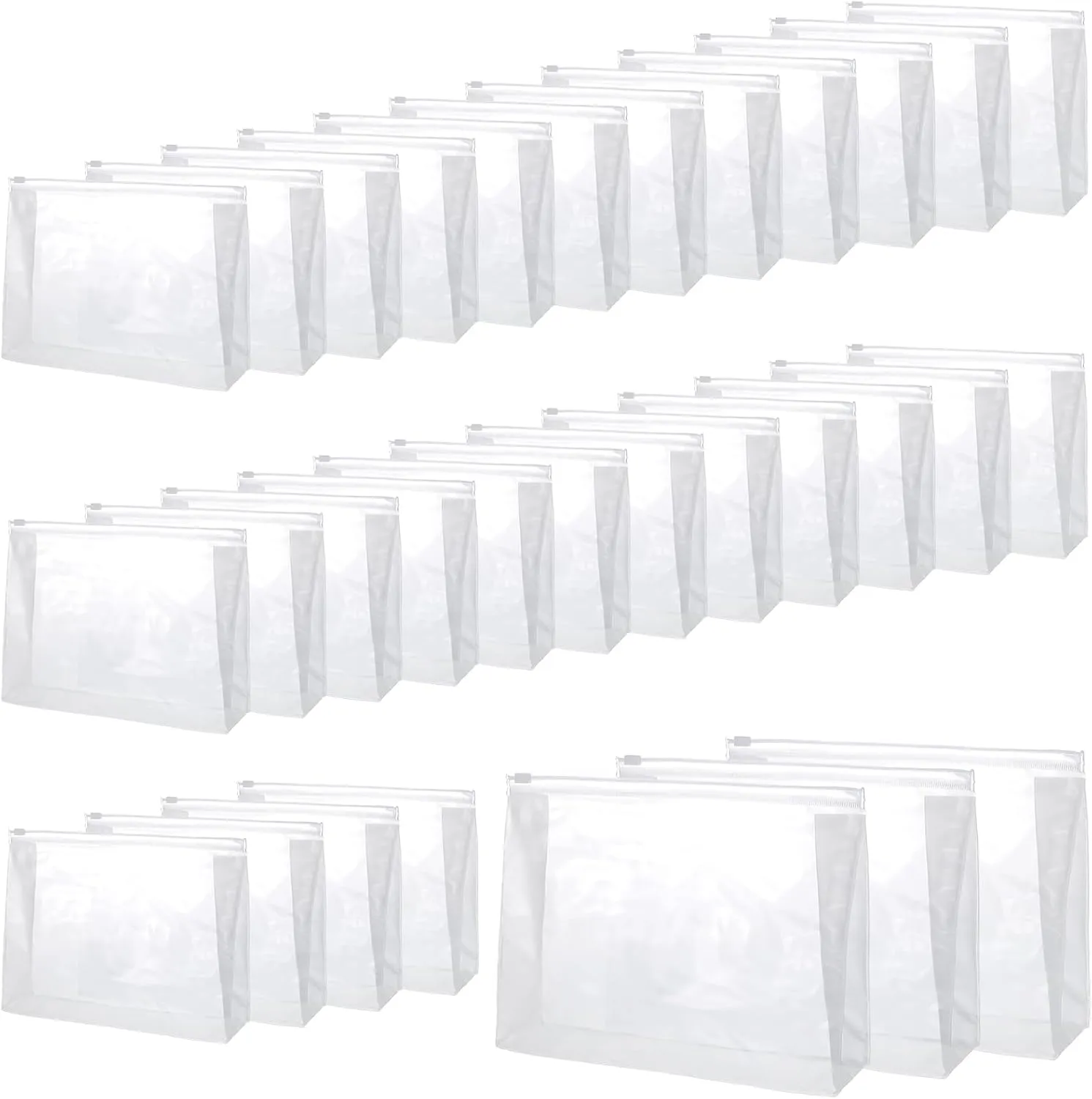30 PCS Small Clear Makeup Bag, Mini PVC Waterproof Cosmetic Organizer Bags Portable Swimsuit Storage Bag Clear Organizer Pouches with Zipper for Women Men Travel Toiletry Vacation, 9.8" x 7.5"