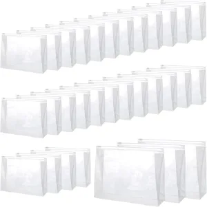 30 PCS Small Clear Makeup Bag, Mini PVC Waterproof Cosmetic Organizer Bags Portable Swimsuit Storage Bag Clear Organizer Pouches with Zipper for Women Men Travel Toiletry Vacation, 9.8" x 7.5"