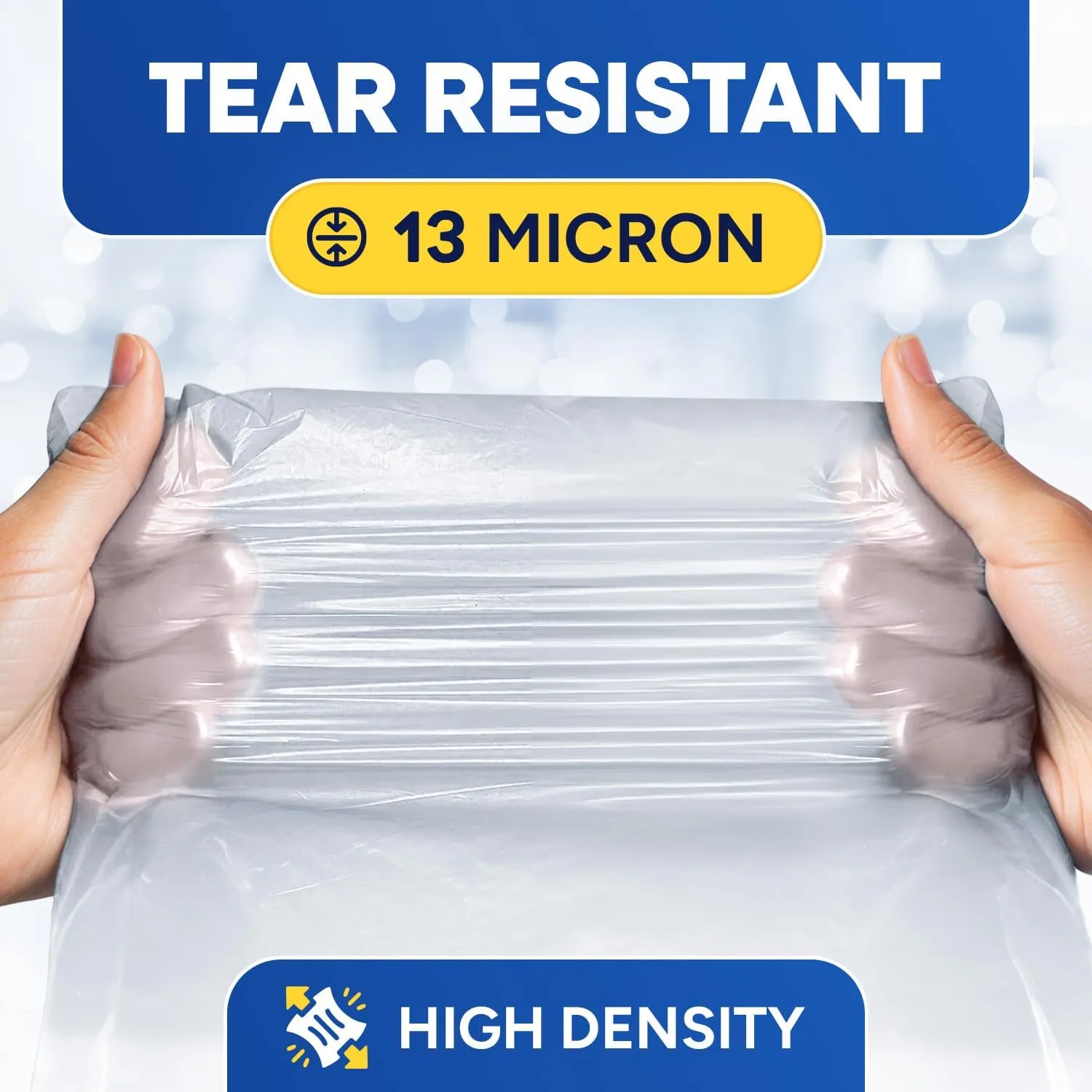 32-33 Gallon Trash Bags, Clear Trash Bags 33"W  40"L, 13 Micron Clear Garbage Bags, 32-33 Gal High-Density Garbage Can Liners, Fits Square and Round Trash Cans, Pack of 500