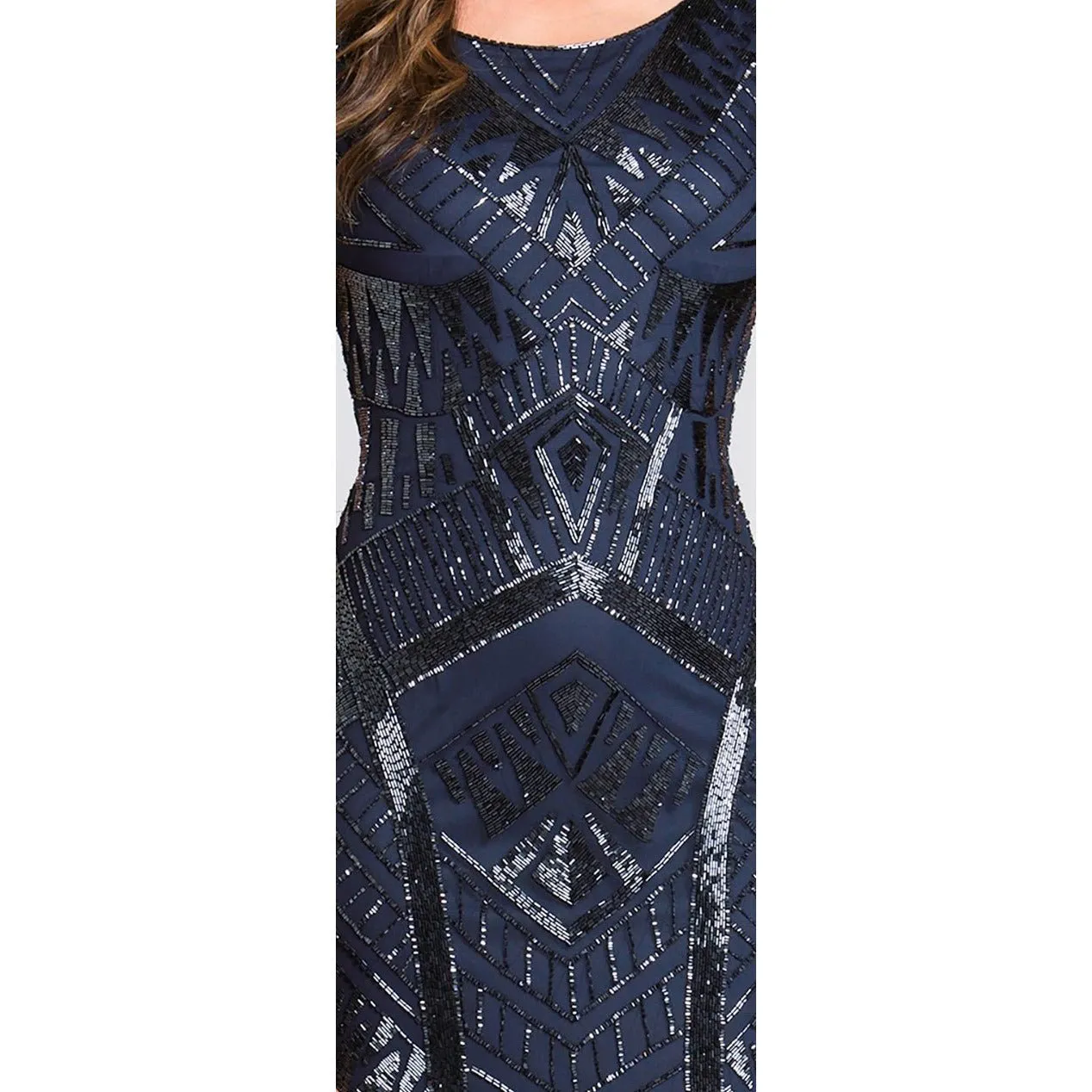 33552 - Fitted tonal sequins long dress