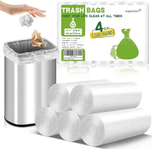 4 Gallon Small Bathroom Trash-Bag Kitchen-Garbage-Bags - Clear Unscented 180 Counts Plastic Mini Strong Little Office Car Restroom Tiny Waste Basket Can Acqkunlo