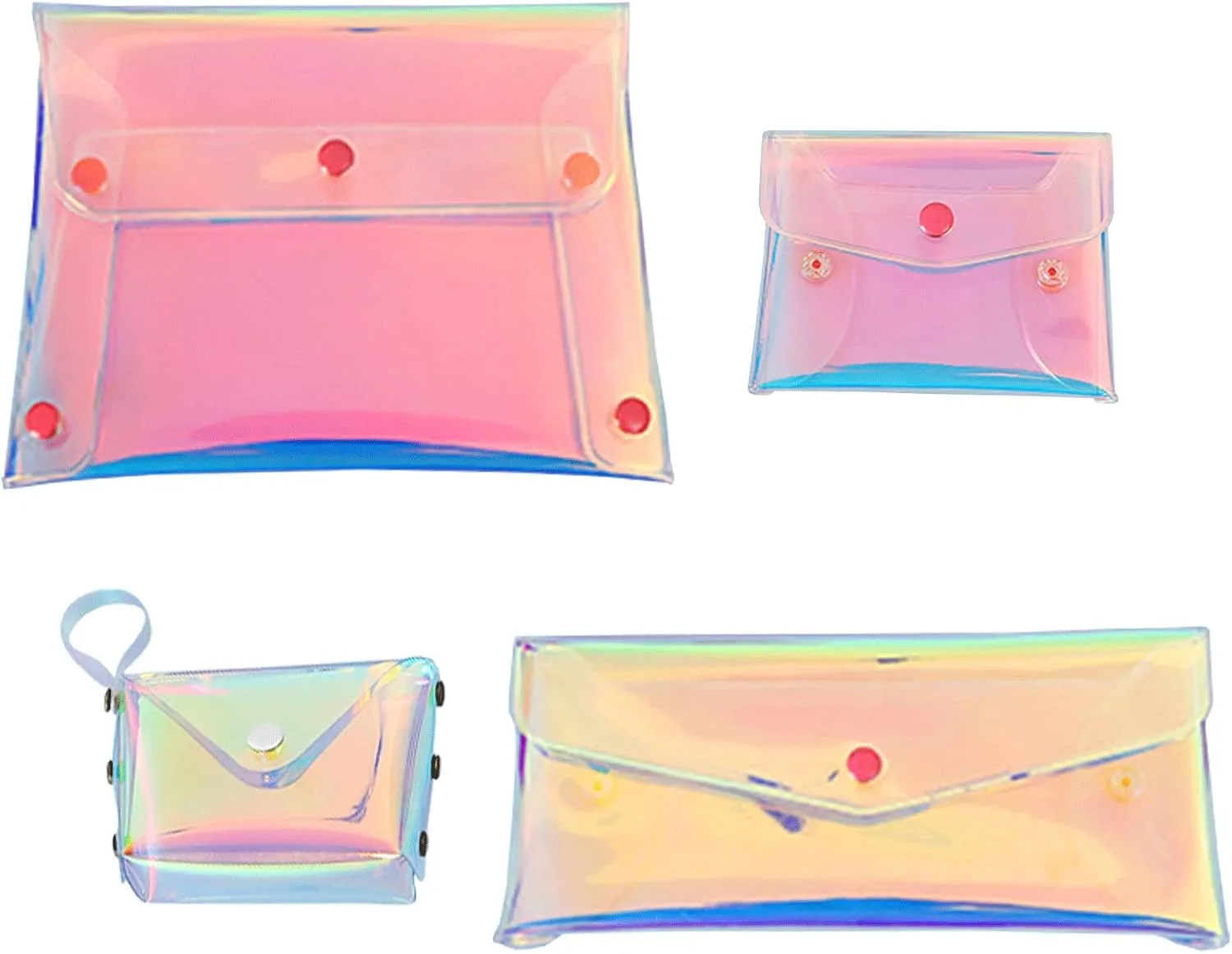 4Pcs Holographic Makeup Bag,Makeup Bag for Purse&Clear Makeup Bag Cosmetic Bag Hand Carry Bag Coin Purse for Women