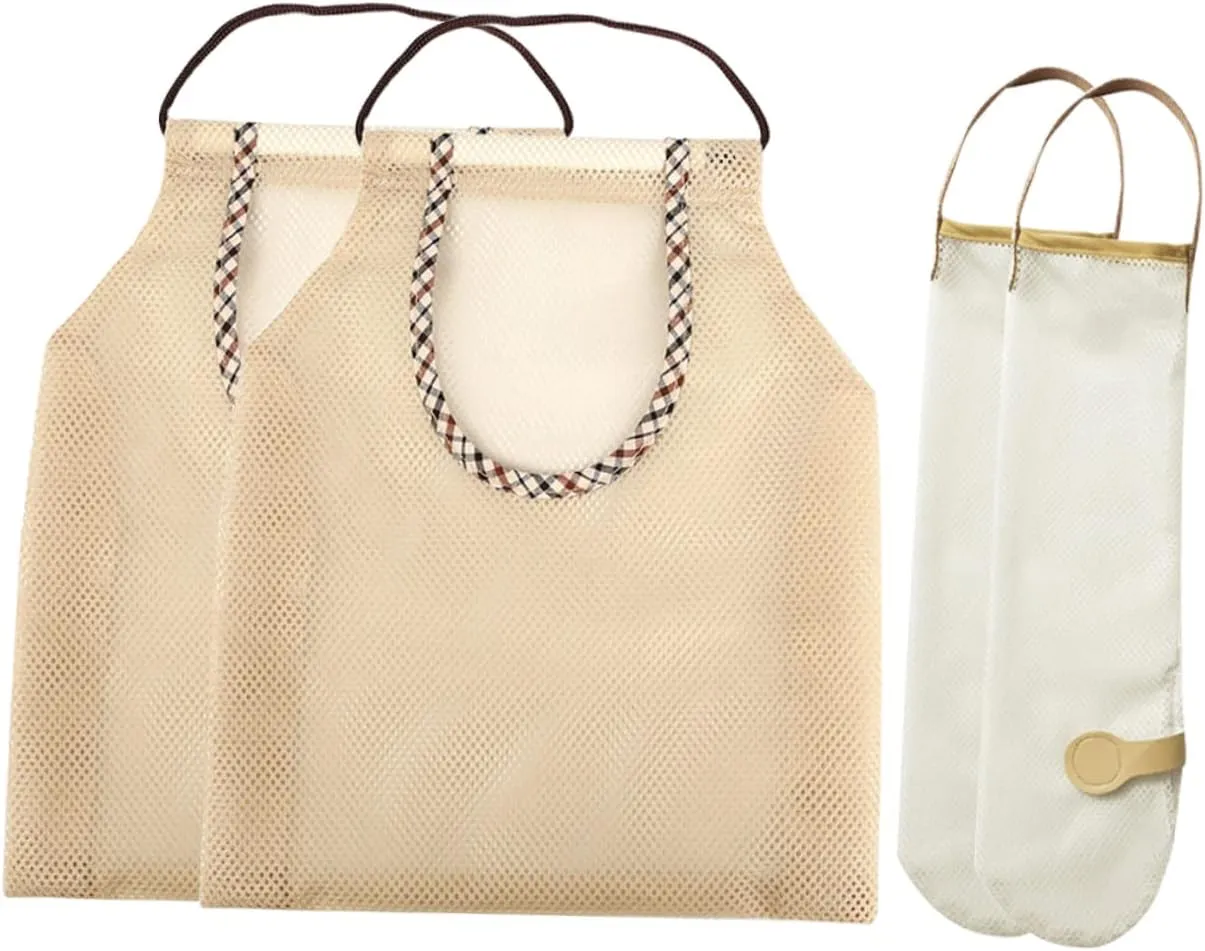 4Pcs Mesh Hanging Storage Bags for Fruits Vegetables Lightweight Garlic Onion Bags Kitchen Storage Breathable Design for Freshness Compact Convenient