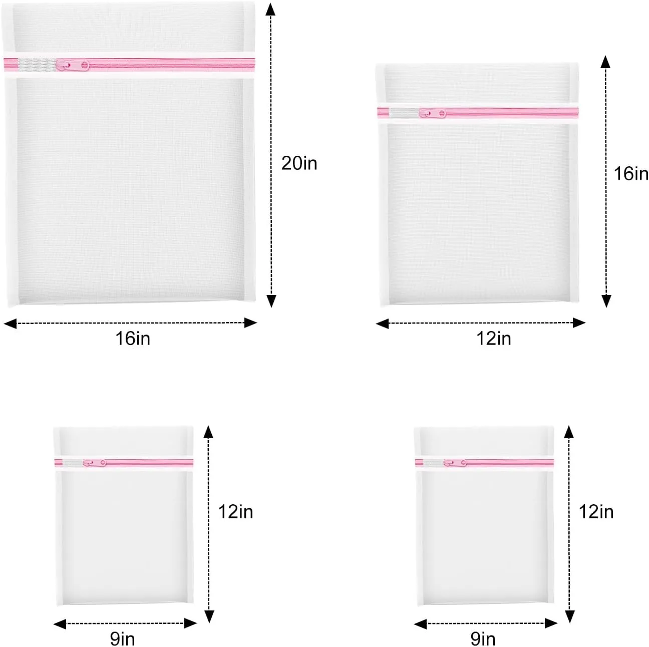 4Pcs Mesh Laundry Bags, Lingerie Bags for Washing Delicates,Mesh Wash Bags for Toy Storage & Cleaning, Travel Storage Organizer Bag, Dorm Room Essentials (1 Large, 1 Medium, 2 Small) (Fine Net)