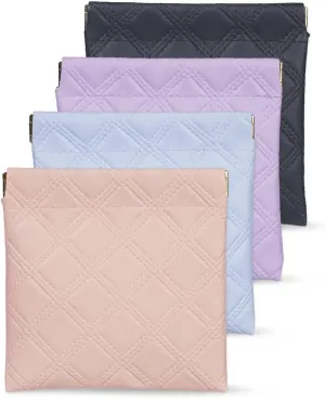 4Pcs Small Makeup Bag for Purse, Pouchic Snap Closure Pouches Small Cosmetic Bag for Women Mini Makeup Bag Leather Purse Organizer Pouches for Coin Purse Lipstick Cosmetic Jewelry Accessories