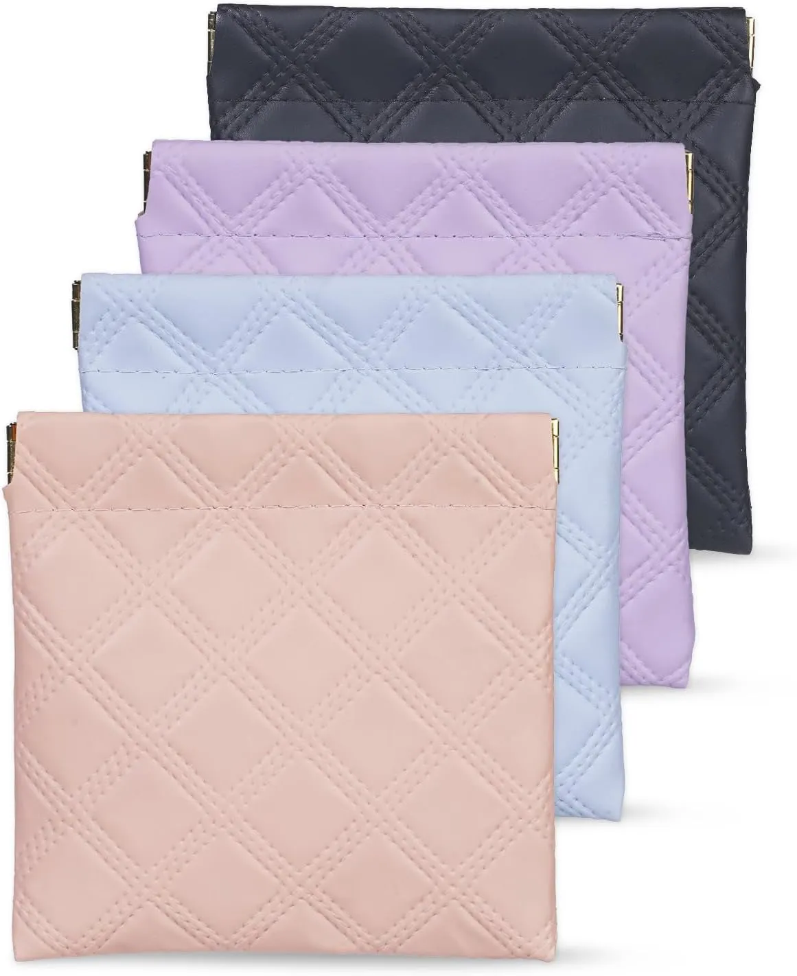 4Pcs Small Makeup Bag for Purse, Pouchic Snap Closure Pouches Small Cosmetic Bag for Women Mini Makeup Bag Leather Purse Organizer Pouches for Coin Purse Lipstick Cosmetic Jewelry Accessories