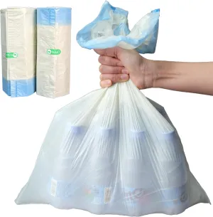 50 Count 4 Gallon small trash bags Bathroom kitchen bathroom garbage bags with drawstring Ultra Strong Thick Plastic trash can liners for Office Bedroom Unscented 4Gallon (White,50 Count)