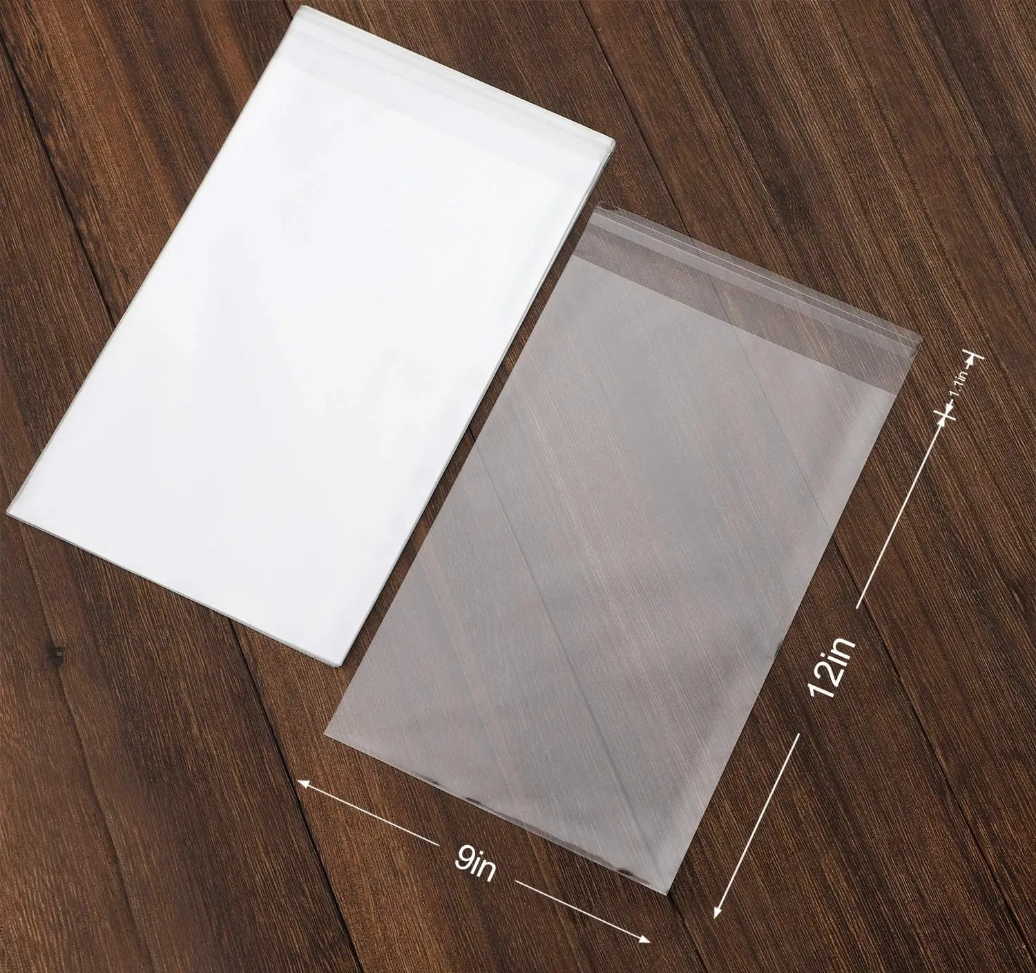 50 pcs Clear 9" x 12" Self Seal Cello Cellophane Bags Resealable Poly Bags 2.8 mils OPP Bag for Packaging Clothing, T Shirts, Party Decorative Gift