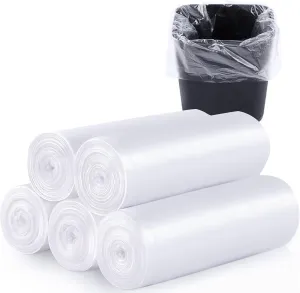 500 Count Clear 4 Gallon Garbage Bags - Strong, Leakage-Free, Unscented Thick for Bathroom, Office, Kitchen Waste Basket & Small Trash Can