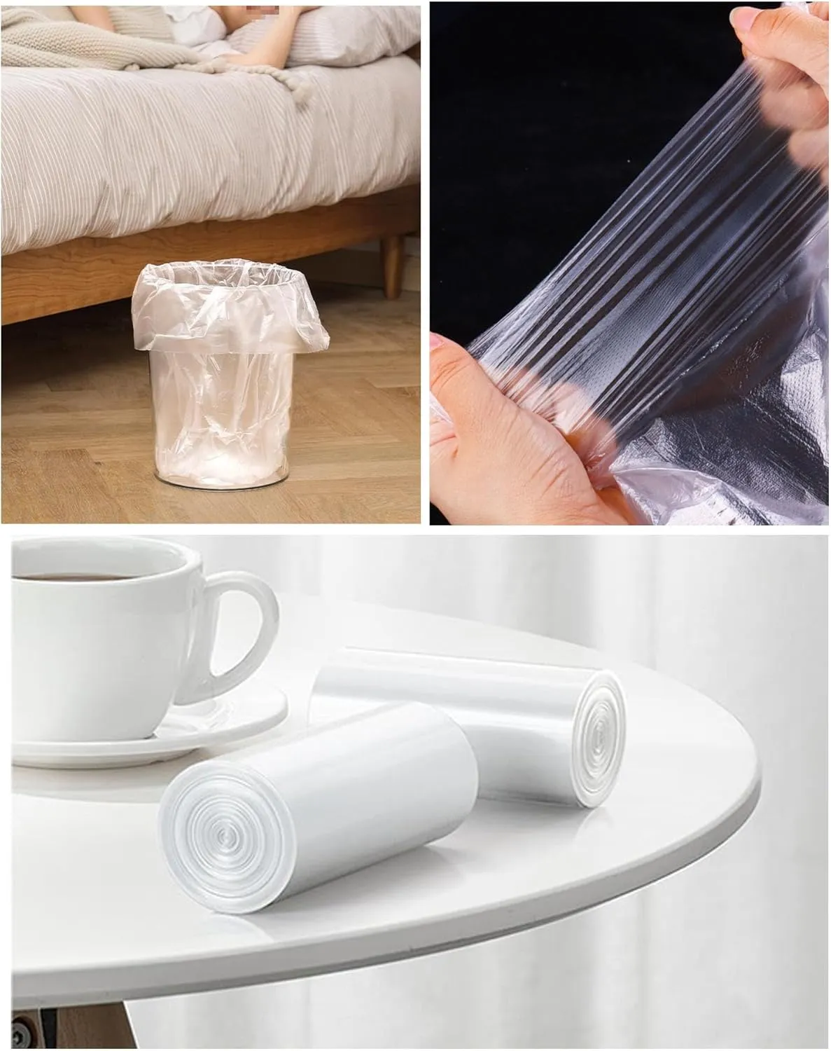 500 Count Clear 4 Gallon Garbage Bags - Strong, Leakage-Free, Unscented Thick for Bathroom, Office, Kitchen Waste Basket & Small Trash Can