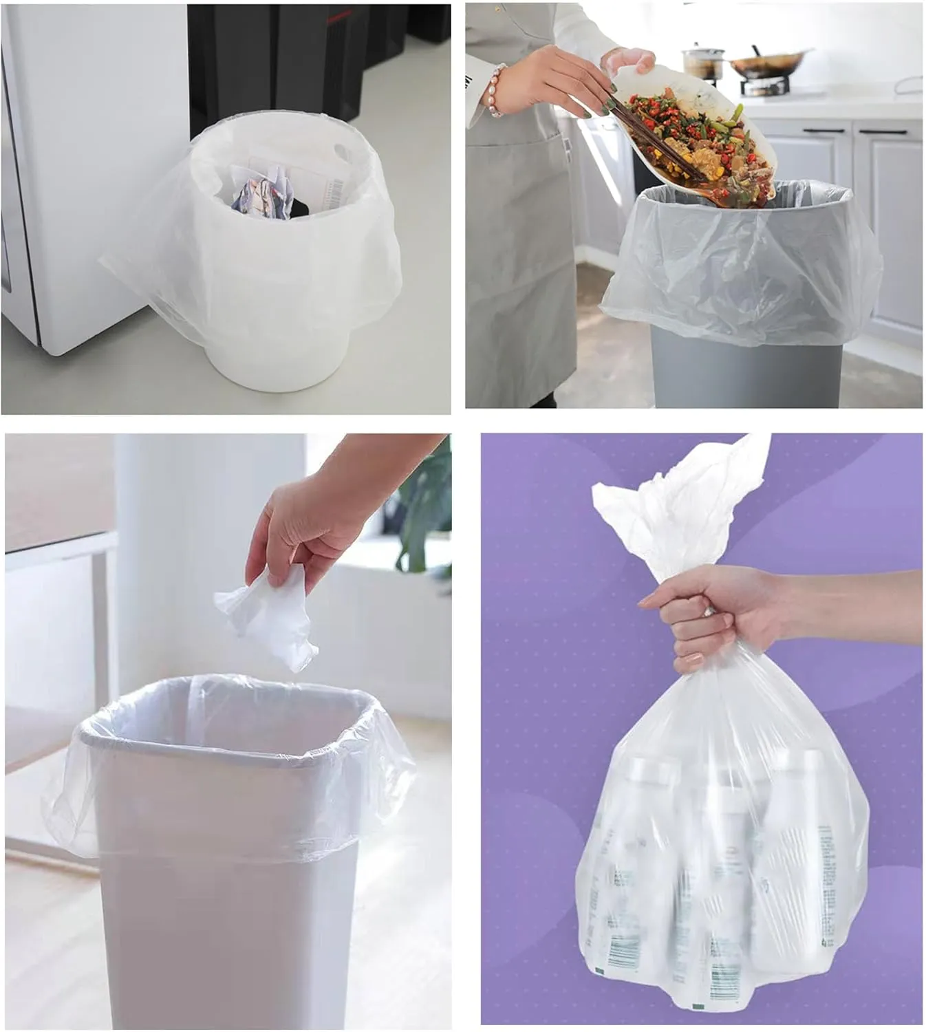 500 Count Clear 4 Gallon Garbage Bags - Strong, Leakage-Free, Unscented Thick for Bathroom, Office, Kitchen Waste Basket & Small Trash Can