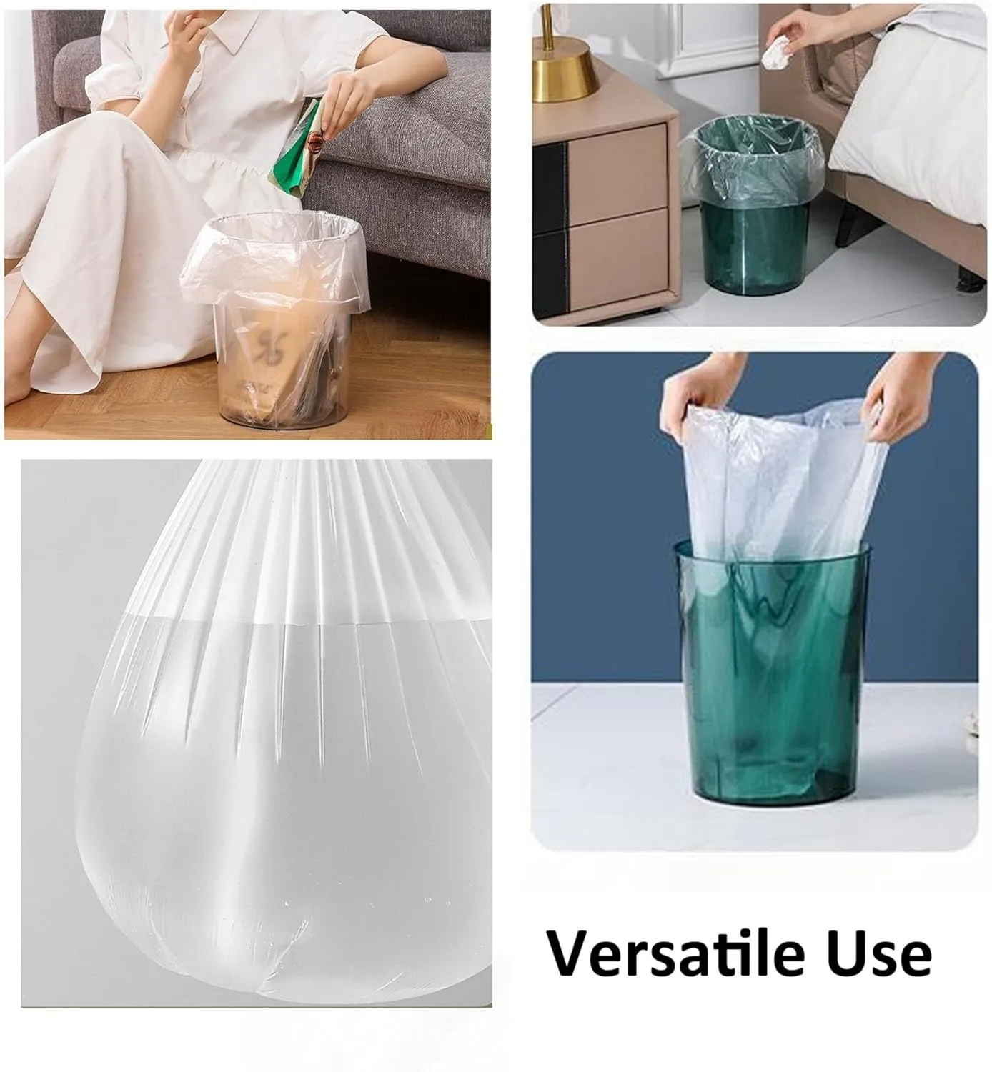 500 Count Clear 4 Gallon Garbage Bags - Strong, Leakage-Free, Unscented Thick for Bathroom, Office, Kitchen Waste Basket & Small Trash Can