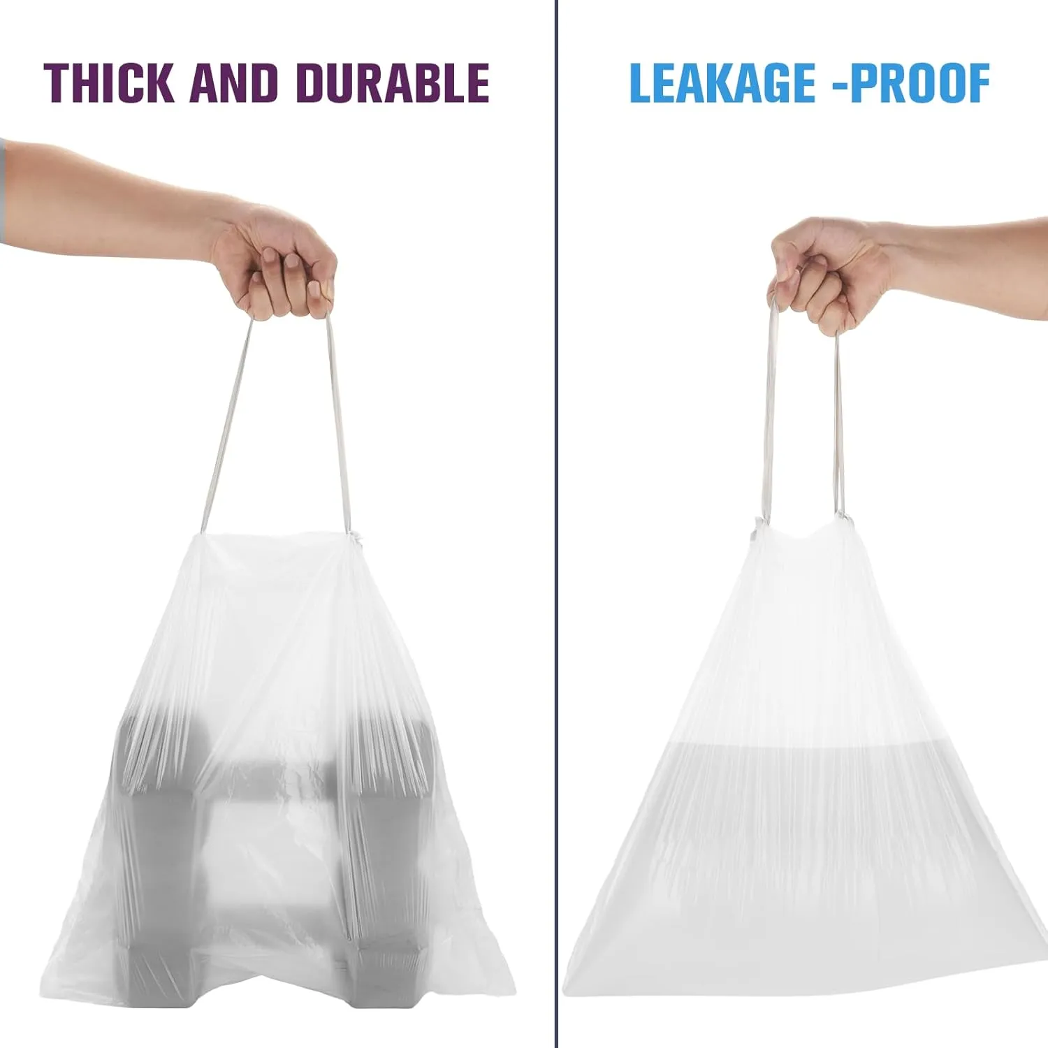 6-Gallon Trash Bags Drawstring Kitchen-Garbage-Bag - Heihaily 4 Rolls 80 Counts Recycled Unscented Office Plastic Can Liner Bathroom Transparent White For Outdoor Yard Waste Basket