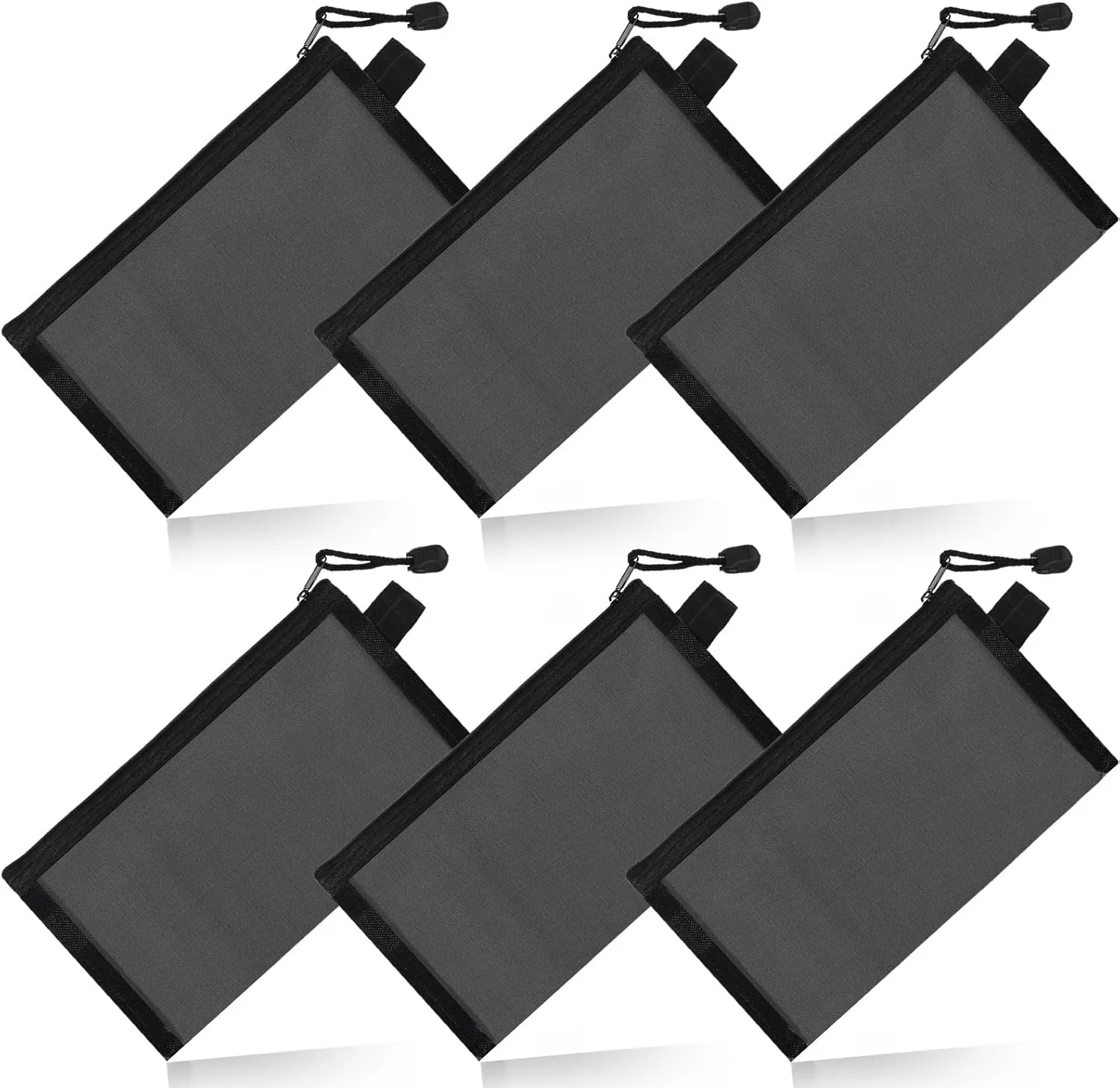 6 Pcs Small Pouches with Zipper, Purse Organizer Pouches, Cosmetic Bags, Portable Nylon Travel Organizer Pouch for Home Office Purse, Lipstick, Earphone, Toiletry, Pencil, Keys (Black, 4.7 x 8.3 Inch)