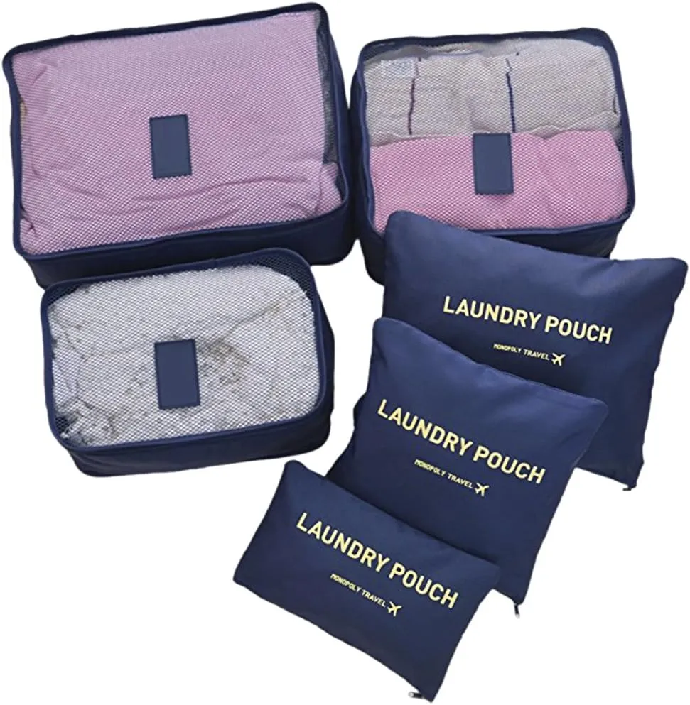 6 Pcs Travel Packing Cube Luggage Compression Pouches Laundry Toiletry Storage Bag