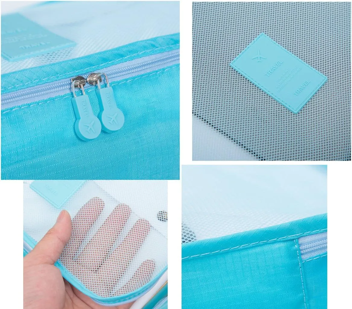6 Pcs Travel Packing Cube Luggage Compression Pouches Laundry Toiletry Storage Bag