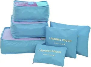 6 Pcs Travel Packing Cube Luggage Compression Pouches Laundry Toiletry Storage Bag