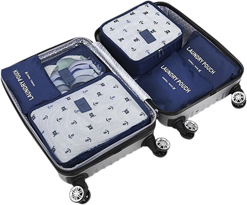 6 Pcs Travel Packing Cube Luggage Compression Pouches Laundry Toiletry Storage Bag