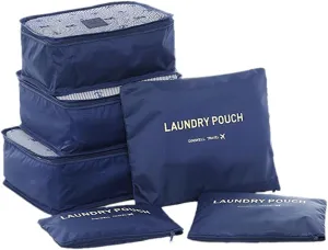 6 Pcs Travel Packing Cube Luggage Compression Pouches Laundry Toiletry Storage Bag