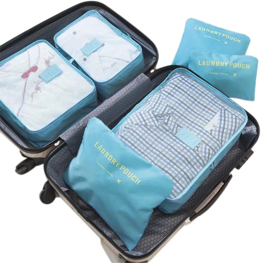 6 Pcs Travel Packing Cube Luggage Compression Pouches Laundry Toiletry Storage Bag