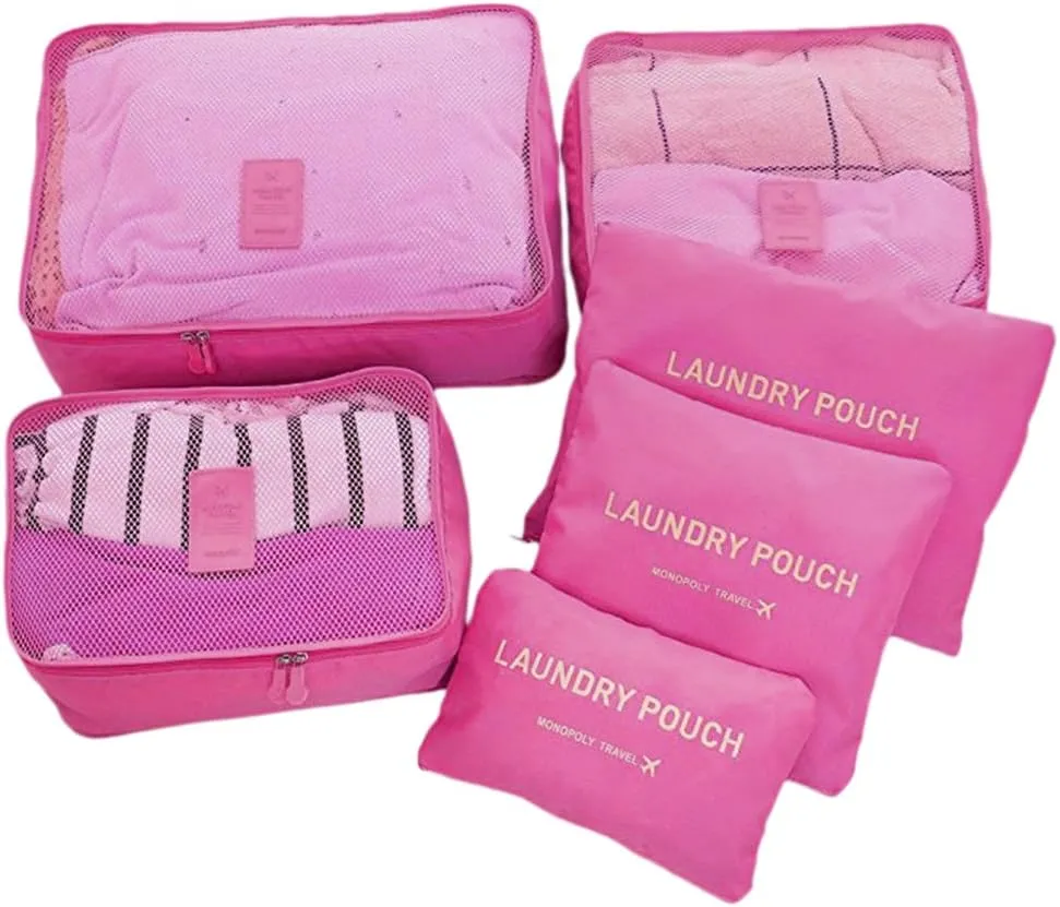 6 Pcs Travel Packing Cube Luggage Compression Pouches Laundry Toiletry Storage Bag