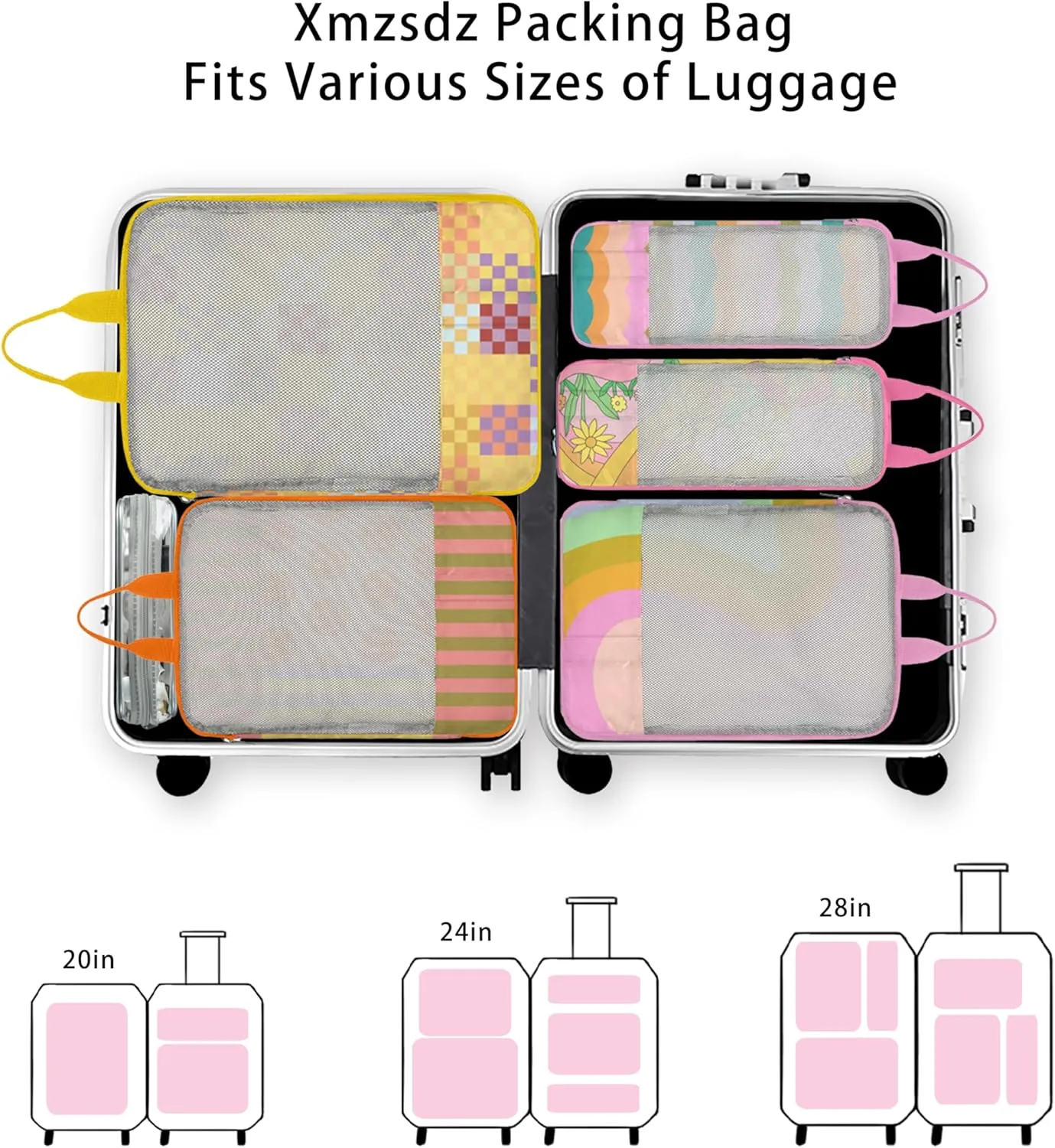 7 Pcs Compression Packing Cubes for Travel Luggage, Lightweight Suitcase Organizer Bags Set, Compression Packaging Cube for Travel Essentials, Packing Cubes for Carry on Suitcase