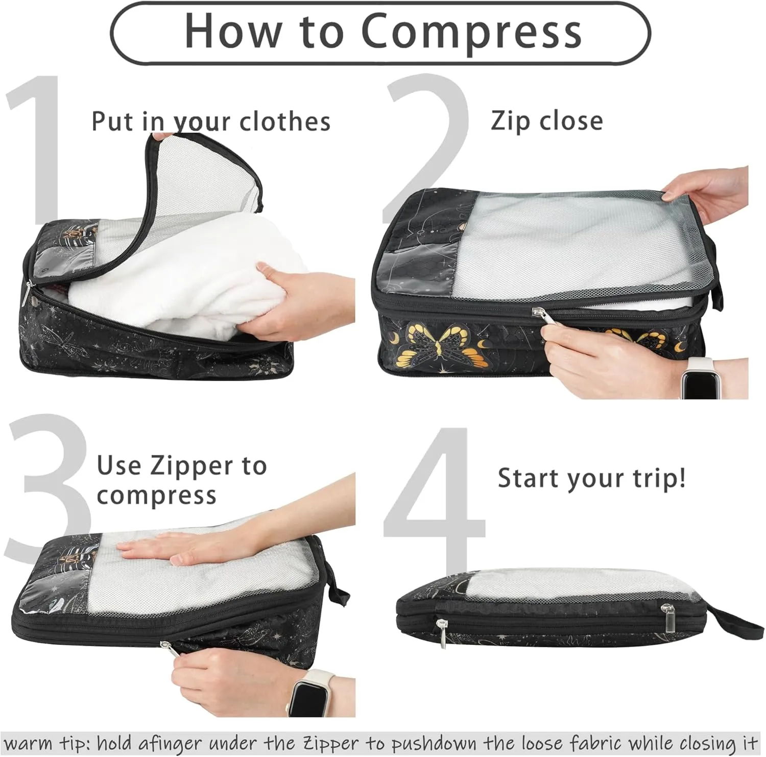 7 Pcs Compression Packing Cubes for Travel Luggage, Lightweight Suitcase Organizer Bags Set, Compression Packaging Cube for Travel Essentials, Packing Cubes for Carry on Suitcase