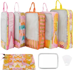 7 Pcs Compression Packing Cubes for Travel Luggage, Lightweight Suitcase Organizer Bags Set, Compression Packaging Cube for Travel Essentials, Packing Cubes for Carry on Suitcase