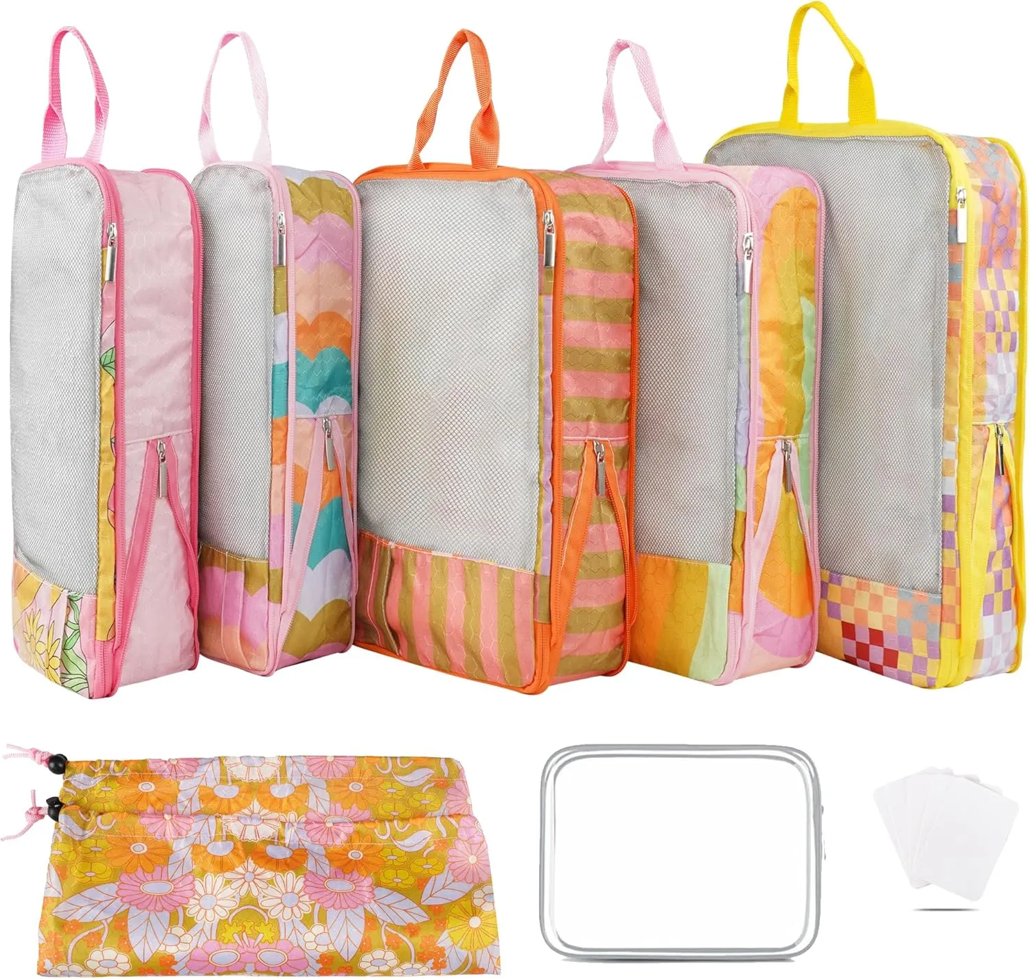 7 Pcs Compression Packing Cubes for Travel Luggage, Lightweight Suitcase Organizer Bags Set, Compression Packaging Cube for Travel Essentials, Packing Cubes for Carry on Suitcase