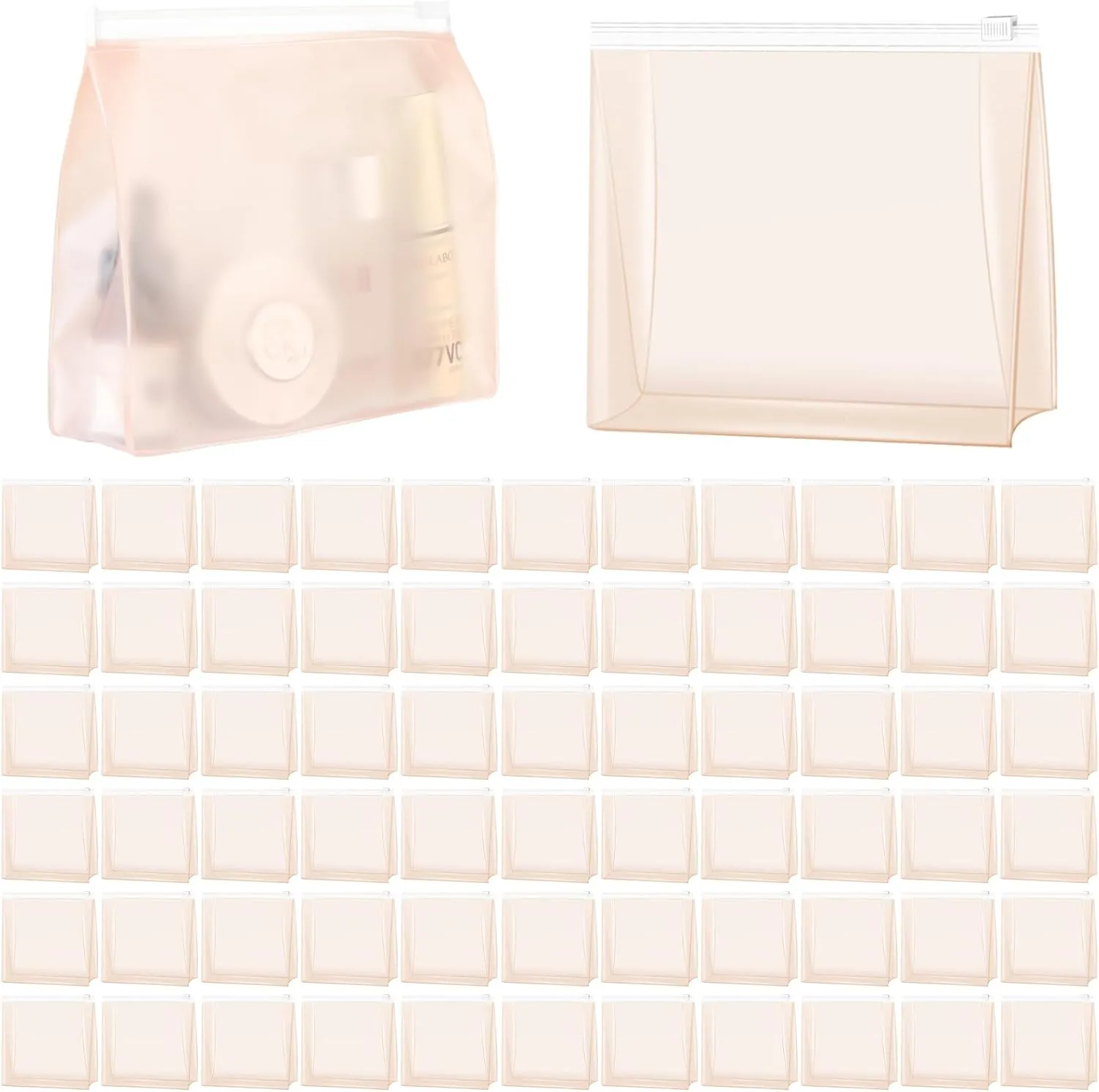 80 Pack Mini Pink Clear Makeup Bag Organizer Pouches Cosmetic Zipper Pouch Small Travel Pouches for Toiletries Transparent EVA Reusable Wash Bags Bulk Waterproof Plastic Gift Bags, Pink Frosted, 5.9